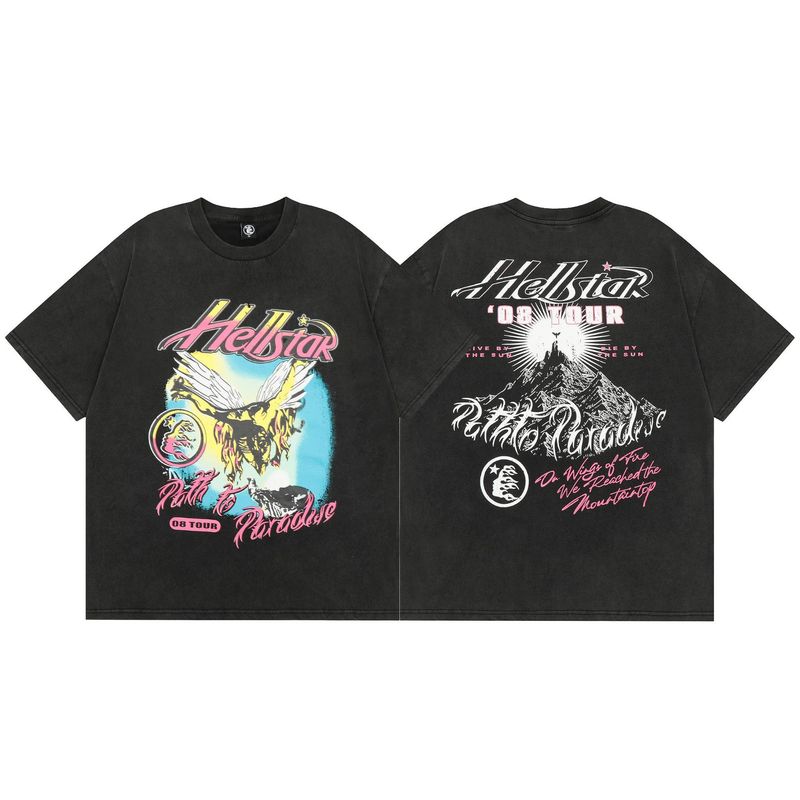 クロスボーダー新しい夏アメリカンレトロ半袖クリエイティブレタープリントルーズトレンディブランド半袖Tシャツトップス男性と女性用|undefined