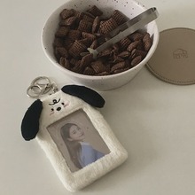 小狗卡通毛绒卡套ins风拍立得追星咕卡爱豆卡包钥匙扣卡片门禁卡