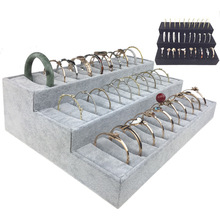 冰花绒布首饰盒展示盘戒指手镯梯形首饰品展示架金银珠宝道具