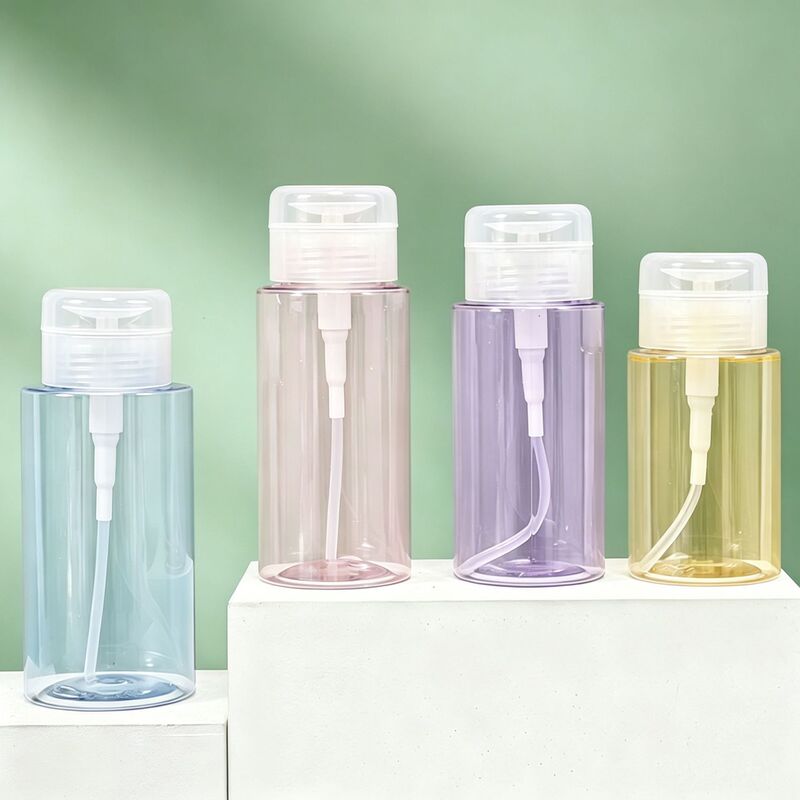 in stock 150ml 200/300ml transparent round pressure makeup remover nail polish remover bottle sub-packed plastic pressure bottle in stock 150ml 200/300ml transparent round pressure makeup remover nail polish remover bottle sub-packed plastic pressure bottle