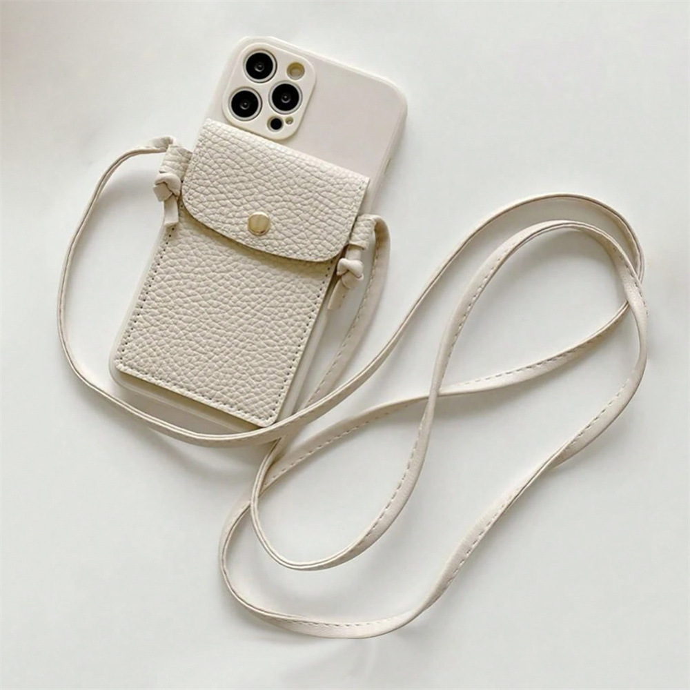 简约卡包适用iPhone14promax苹果15ultar手机壳13斜挎背带12全包x