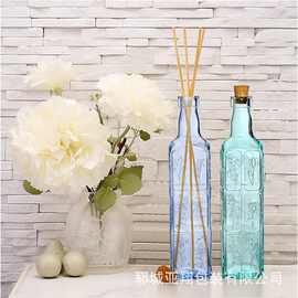 方形玻璃瓶500ml复古雕花橄榄油液体调味料酱油醋分装空瓶带木塞