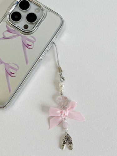 [Ballet Style] Original girly pink heart aesthetic ballet bow ribbon mobile phone chain Guben pendant