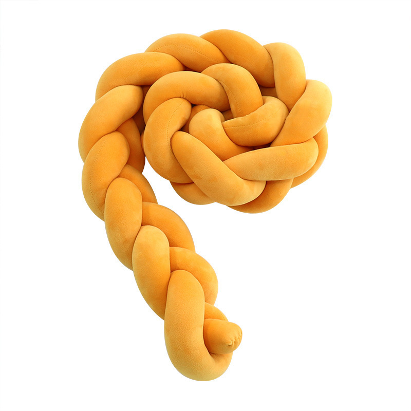 Protector de Barandilla de Cama con Trenza de Tres Hebras, Decoración de Barandilla de Cama para Bebés y Niños, Almohada Anudada de Estilo Europeo Tejida a Mano Estilo Ins.