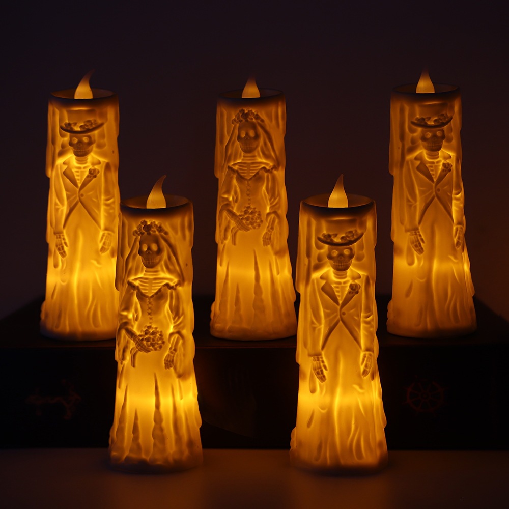 Halloween paquete cos terror novio novia pareja lámpara horrores accesorios esqueleto mesa pendura LED lámpara de vela luminosa