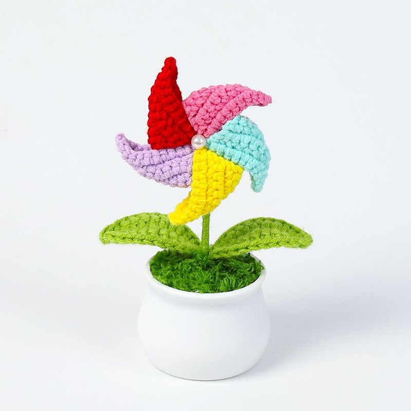 完成したウールひまわり鉢植えスズラン造花チューリップデスクトップ装飾品バレンタインデー教師クラスメートギフト|undefined