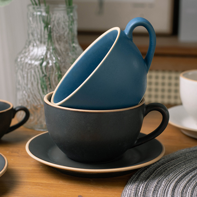 Ins simple cerámica vintage taza set de taza de oficina creativo té de la tarde cerámica taza de café platos