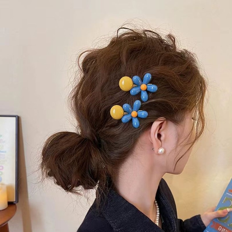 蓝色太阳花朵发绳女2025新款高级感气质扎头发圈高弹马尾头绳发饰|undefined