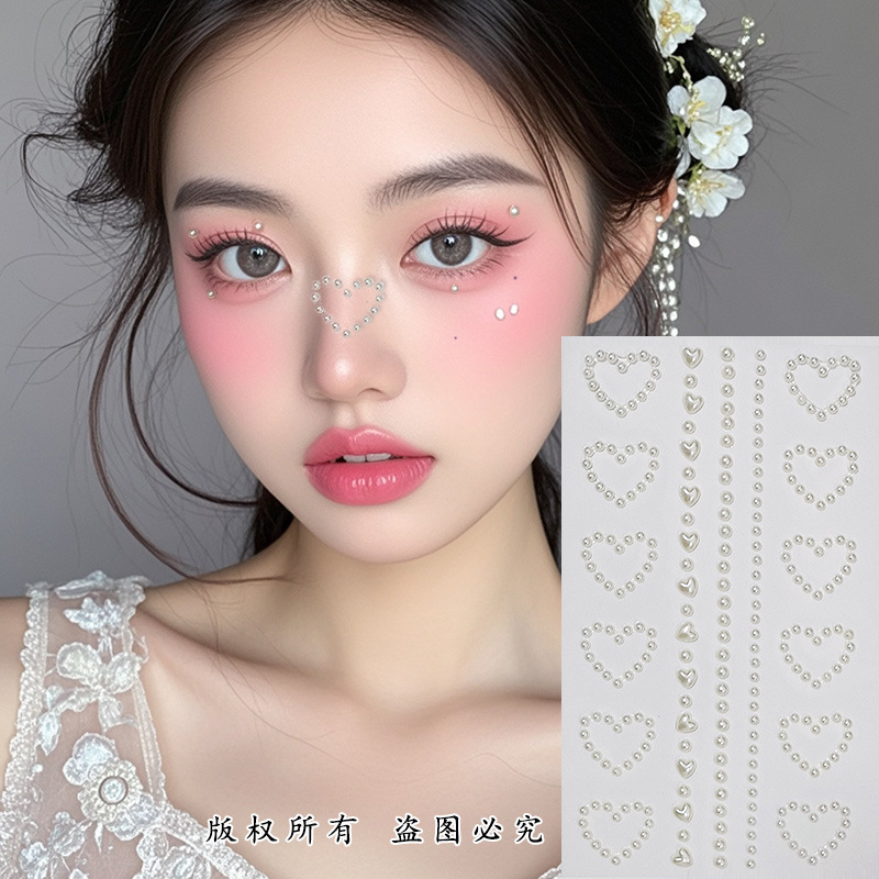 Raíz de montaña flash diamante lágrima Pegatinas de diamante pentagrama estrella ojo maquillaje gota de agua roto Diamante autoadhesivo dopamina Perla cara pegada Diamante
