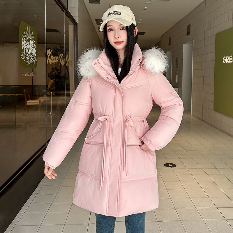 2025 ropa de algodón de invierno para mujeres nueva estilo de estilo extranjero coreano delgado simple sombrero desmontable abrigo de algodón