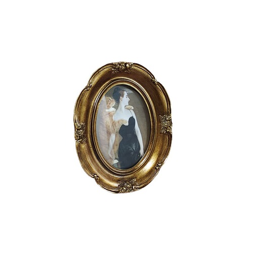 6-inch 7-inch oval European French picture frame retro old country table white gold edge living room bedroom ancient wall hanging