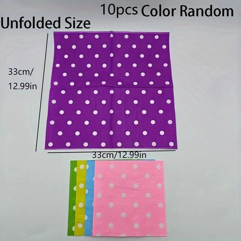 Servilletas de lunares desechables de comercio exterior transfronterizo, suministros para fiestas de cumpleaños, accesorios decorativos, pañuelos cuadrados multicolores