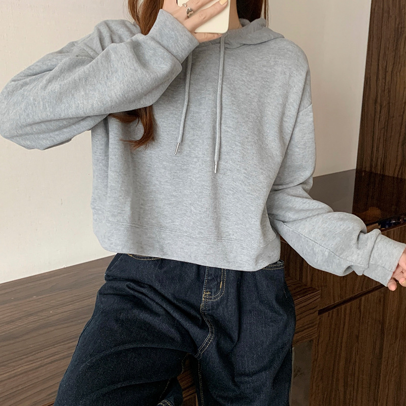 Summer New Short Sweatshirt Women's Spring and Autumn Thin Loose Ins Trendy Bf Lazy Style Design Sportswear Top