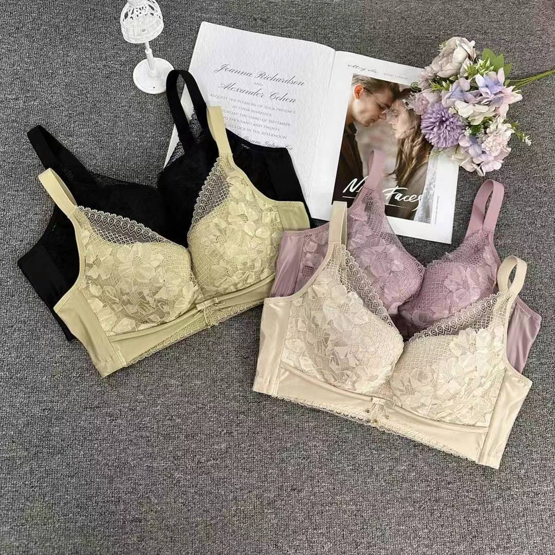Nuevo sujetador de alta calidad de moda de encaje jacquard transpirable ajustable confortable cuatro botones tipo ropa interior de mujer