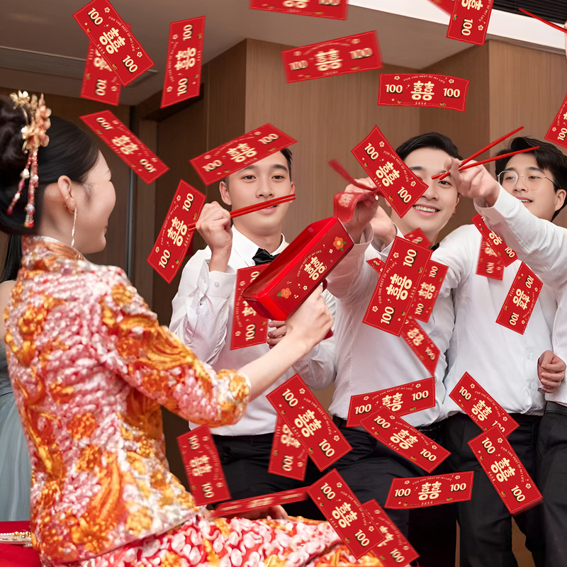 Spray money gun pick-up game chopsticks clip money wedding trick blocking door props groom happy money atmosphere feeling money jet machine