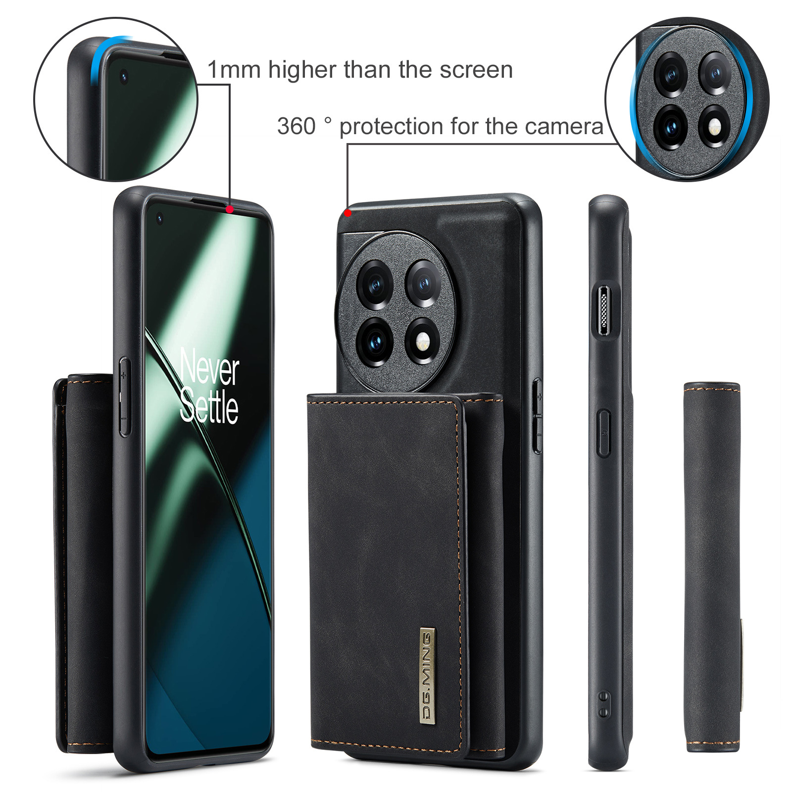 M1 per One Plus 1+11 Custodia protettiva magnetica con portafoglio One Plus 1+10 Pro Custodia in pelle 2 in 1 per telefono diviso_voghion.com