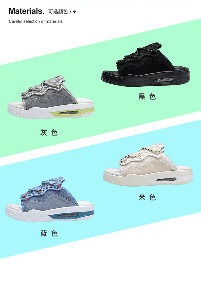 Dép xỏ ngón nam đế dày đệm khí cỡ lớn, dép đi trong nhà và đi chơi nhẹ nhàng — Màu be, Màu xanh lam, Màu xám, Màu đen chi tiết 4