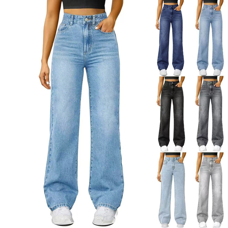 New Style Women's Loose Straight-Leg Jeans Cross-Border European and American Amazon Aliexpress Women's Factory Direct Sale