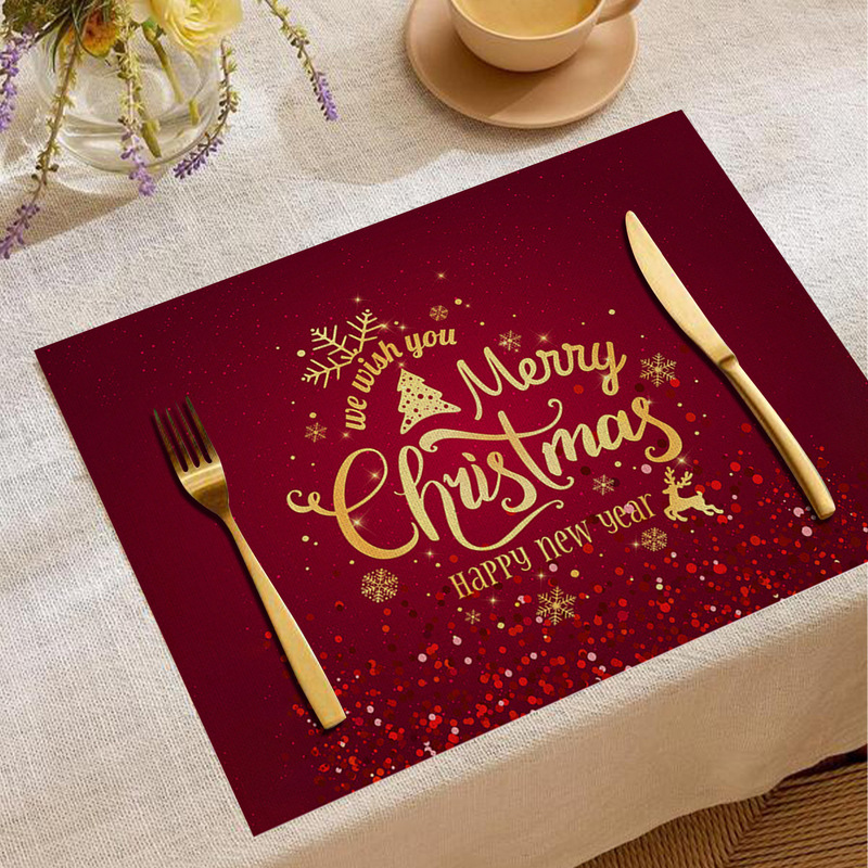 Jity Amazon 人気のクリスマスプレースマット レストラン雰囲気レイアウト テーブルマット リネンプリント断熱マット 洋食マット|undefined