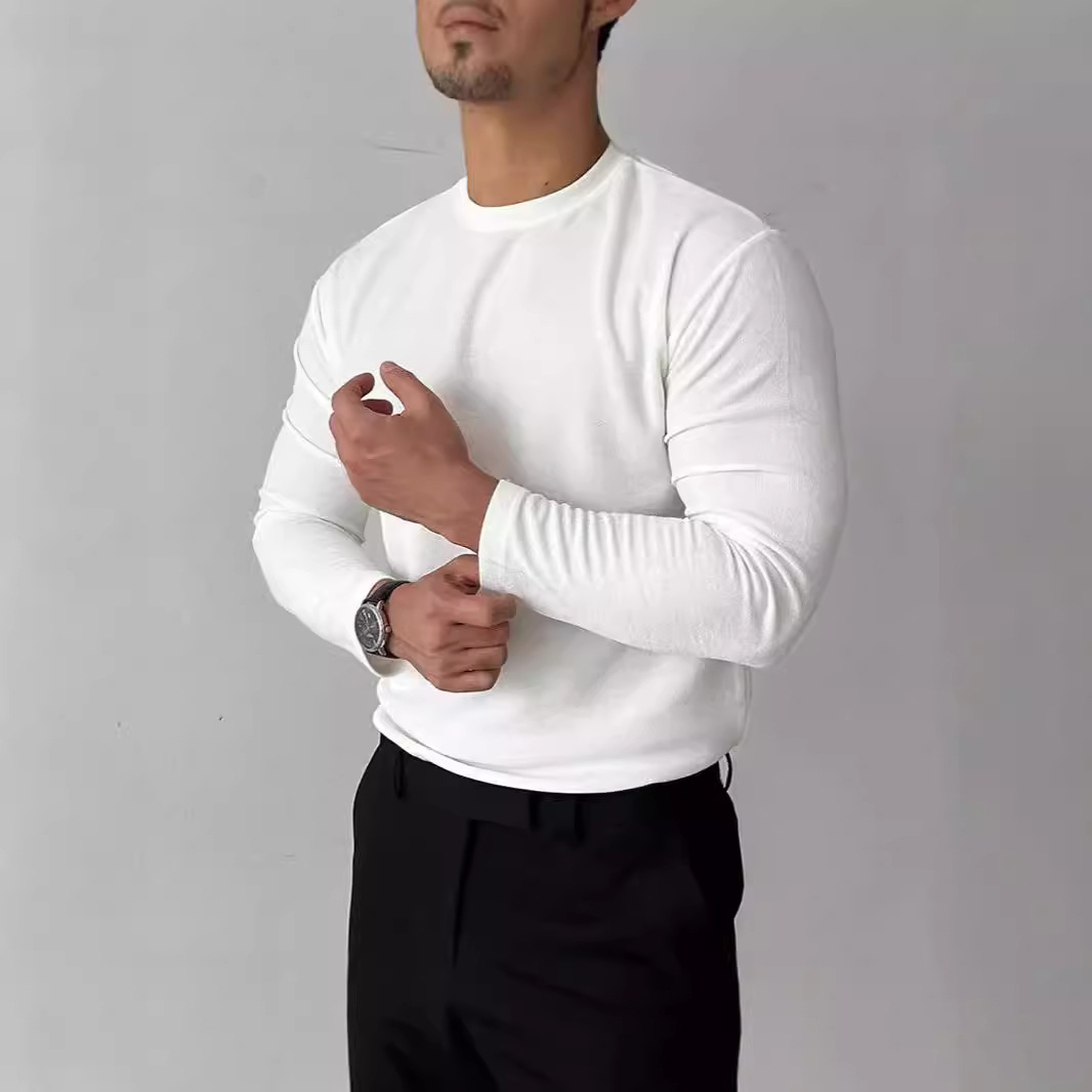 Men's Clothing Slim Fit Thermal Long Sleeve T-Shirt - Double-Layered Brushed Fleece For Warmth & Comfort - Crew Neck Base Layer For Casual_voghion.com