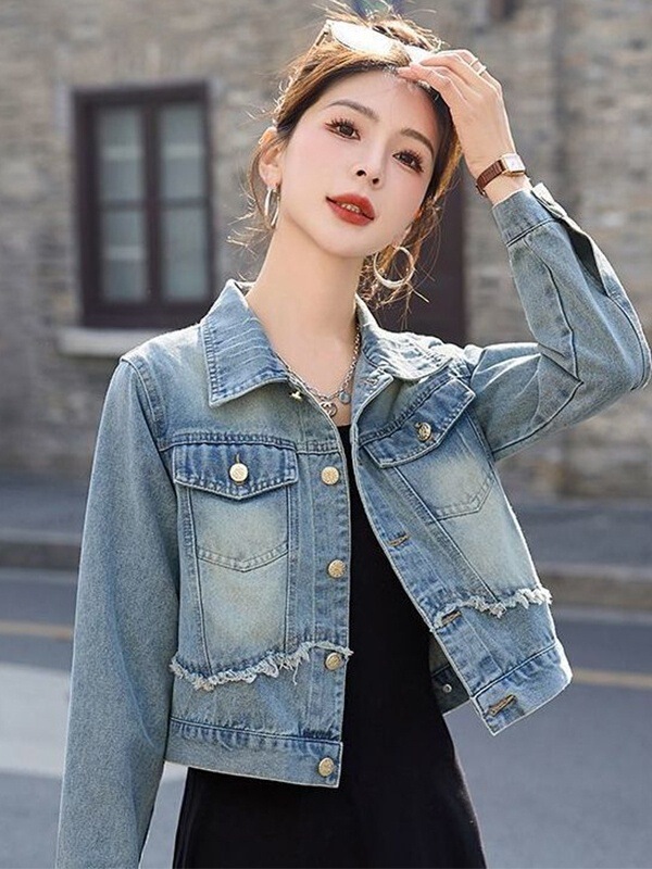 美式复古牛仔外套女短款2025秋季新款小个减龄洋气设计感上衣7318|undefined