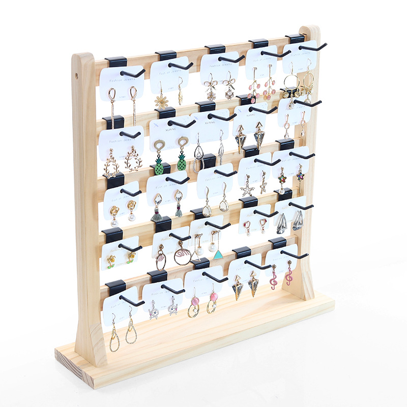 Solid wood hook earring rack storage earrings cardboard jewelry rack large capacity earring rack stall jewelry display rack