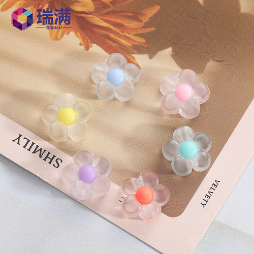 Factory 12mm Frosted Inner Color Small Flower Bead Phone Chain DIY Children's Accessories Acrylic Accessories