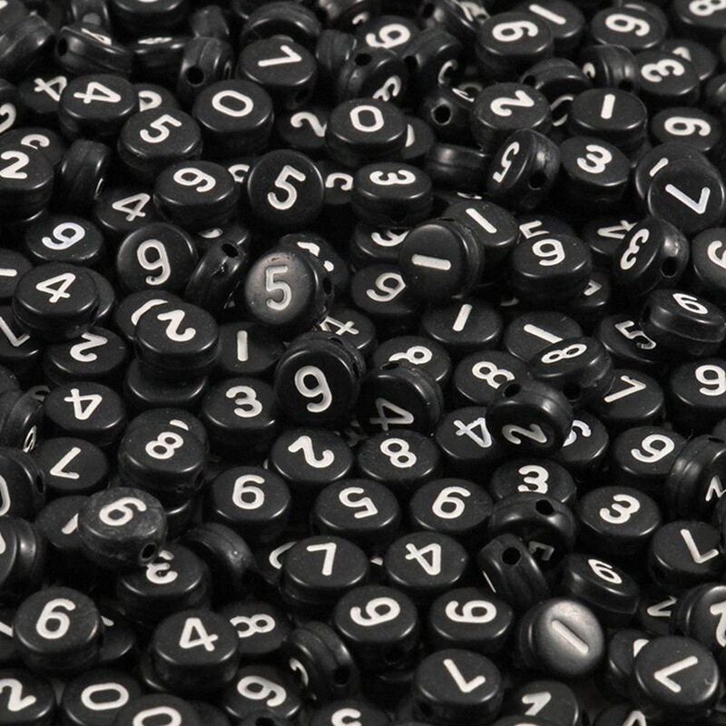 4x 7mm digital beads acrylic loose beads digital friendship beads black and white round DIY jewelry accessories Amazon