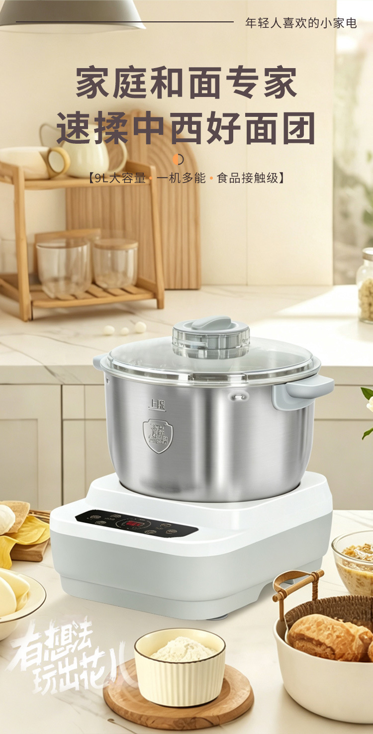 Teigmaschine, 9L Fassungsvermögen, Edelstahl