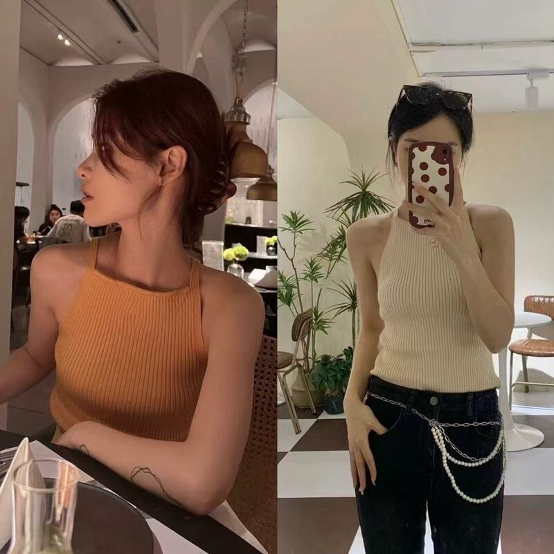 Yuran 26 Early Spring New Style High-Twist Core-Spun Yarn Structured Cut Embroidered Ribbed Knit Tank Top Yuran 26 Early Spring New Style High-Twist Core-Spun Yarn Structured Cut Embroidered Ribbed Knit Tank Top