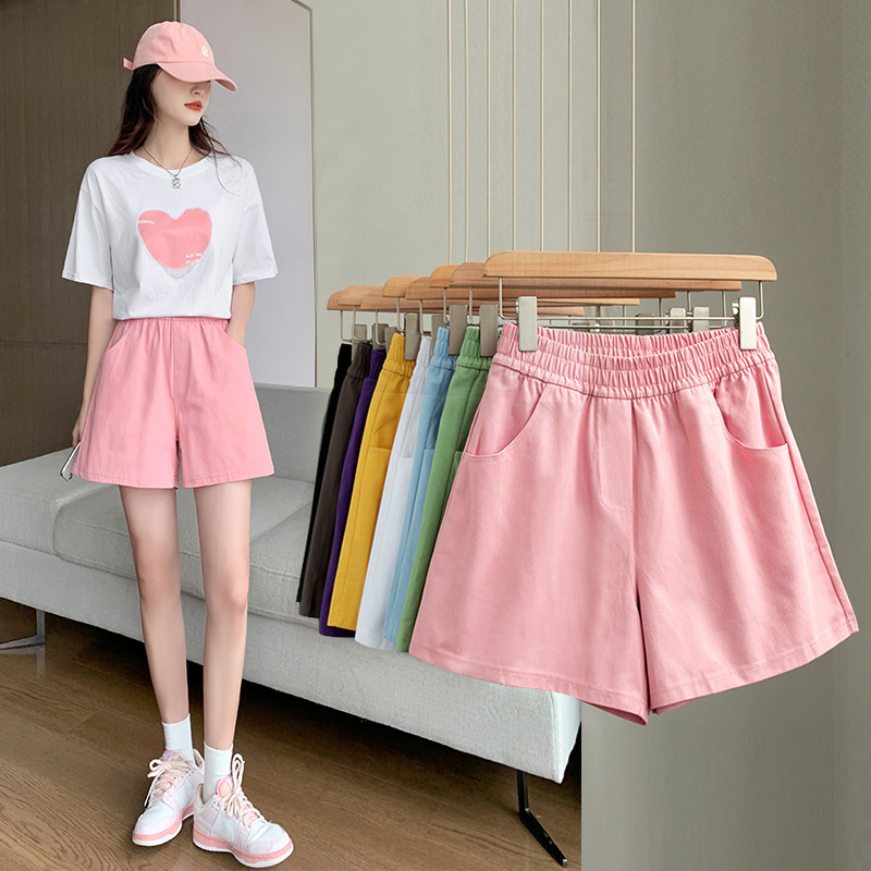 Black sweet girl three-point shorts women's pants summer thin knitted high waist wide leg sexy hot pants cross-border one-piece delivery