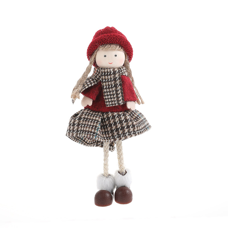 Nuevo lindo colgante gorra redonda niña niño decoración de Navidad muñeca de peluche coche colgar muñeca colgante árbol de Navidad