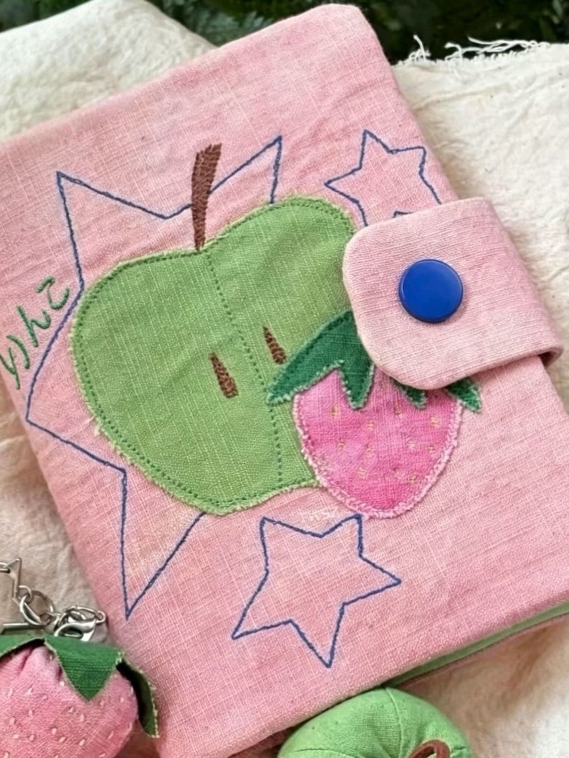 Strawberry design passport holder with card and coin compartments