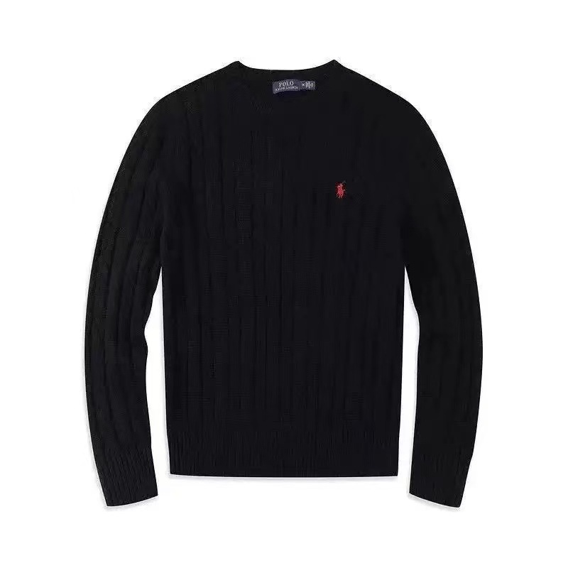 Sweater crew neck black with red label