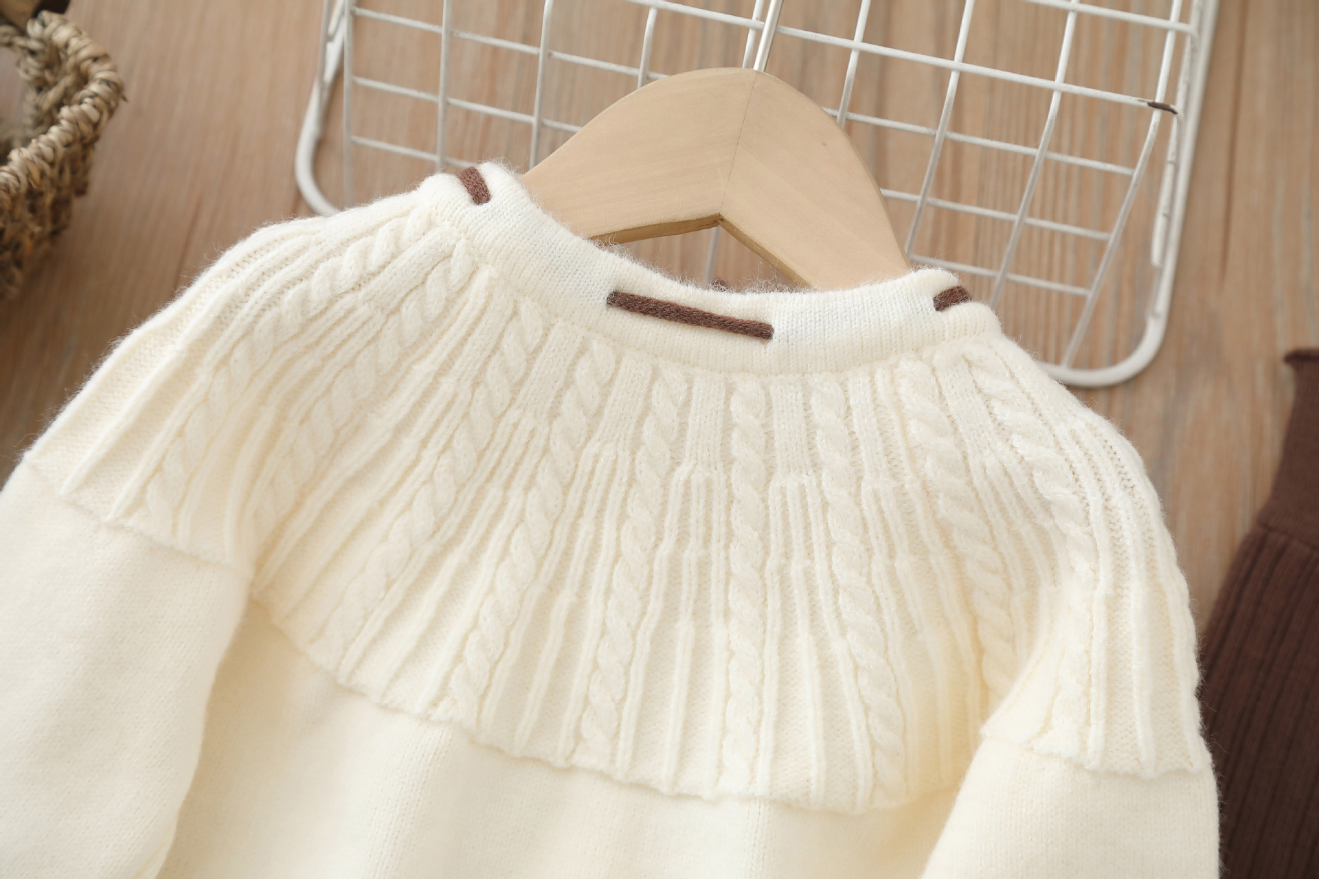 Tüdrukute kootud kaheosaline kampsun 2024 sügis/talv uus naiste aarete pükste komplekt_voghion.com