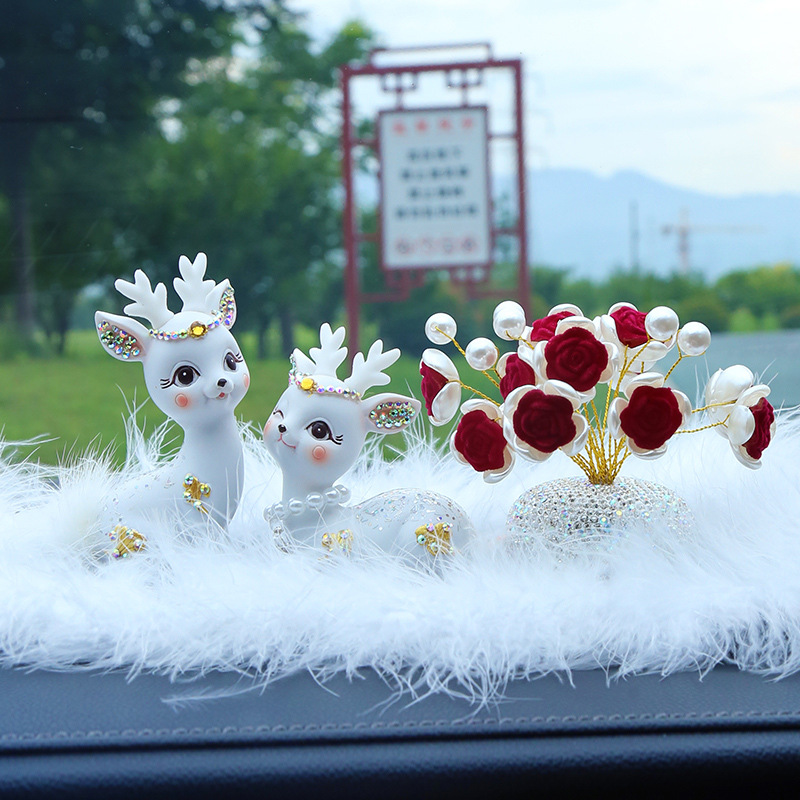 New Car Interior Decoration Ornament: "Safe Journey" Deer, High-End Goddess Dashboard Cloud Deer for Vehicles