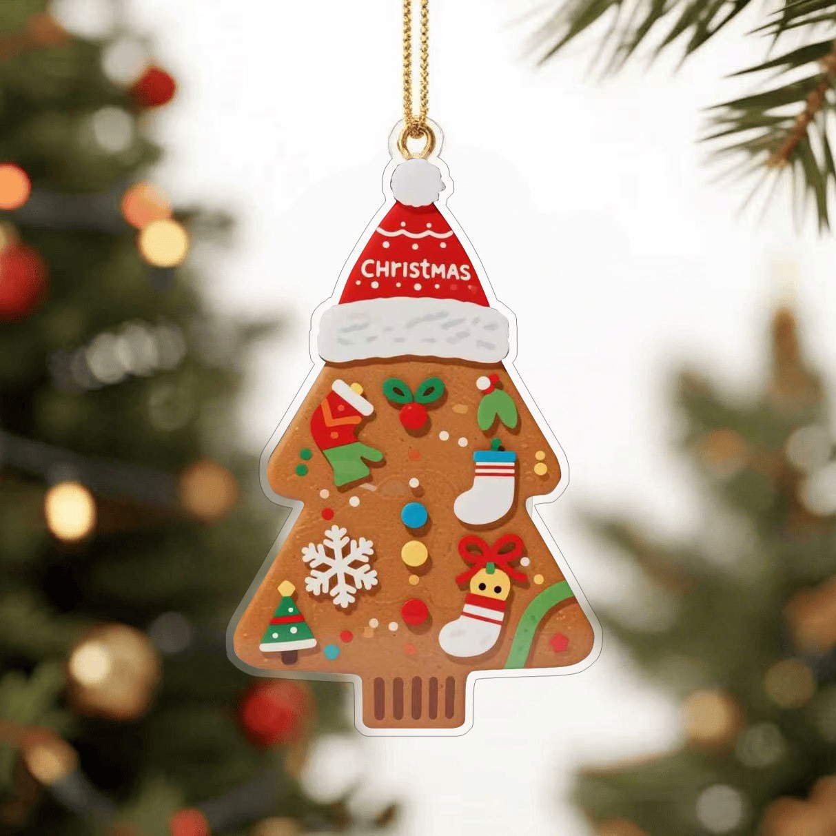 Ventas transfronterizas de árbol de jengibre acrílico colgante decoración de Navidad decoración de árbol de Navidad para el automóvil colgante image 4