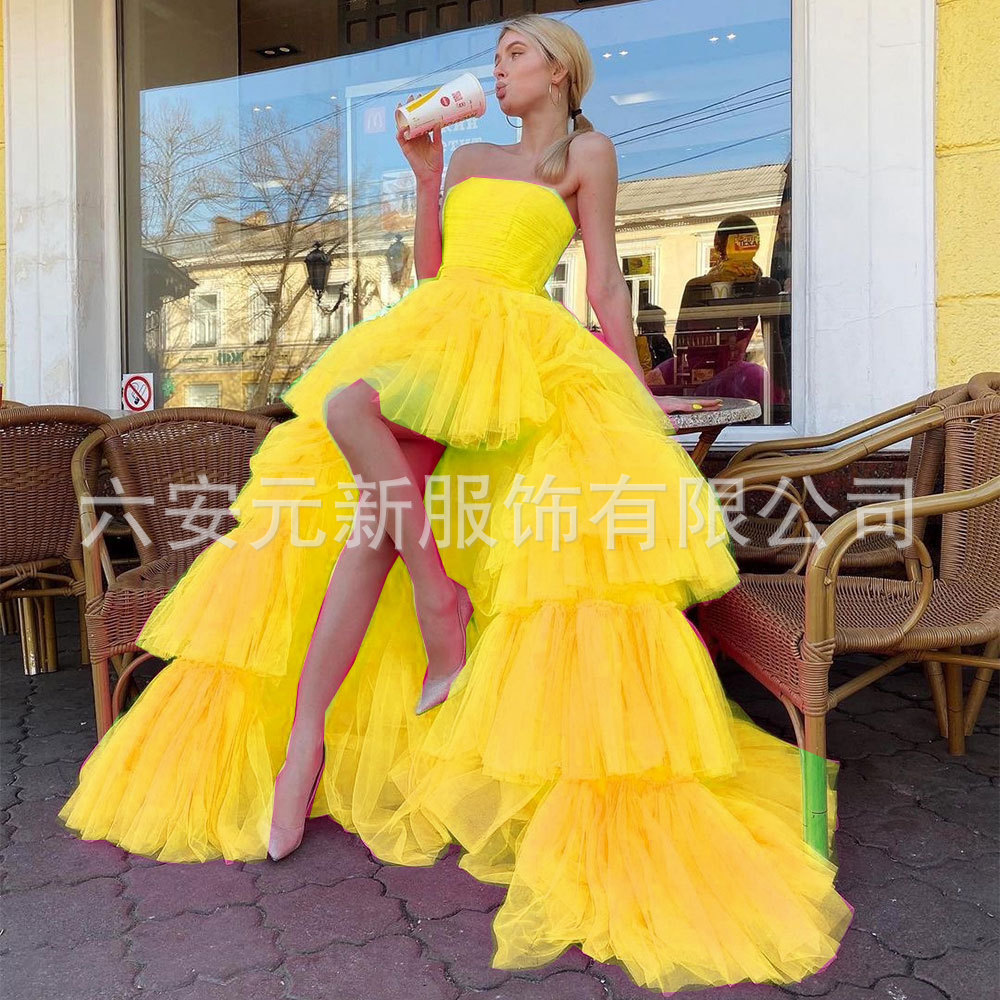 2023 europeo y americano Comercio exterior Amazon AliExpress deseo nuevo tubo superior falda de la torta boda bola del banquete vestido noche