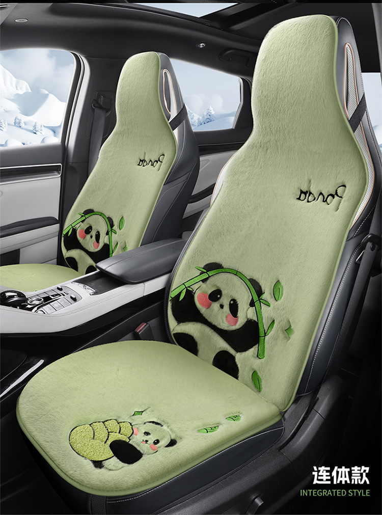 Car Seat Cushion Soft Plush Winter Plush Cute Panda Cartoon Goddess Car Half-Cover Seat Cover Non-Slip Car Mat