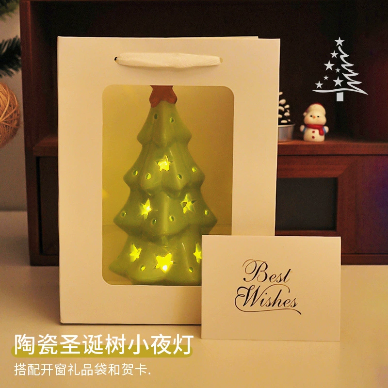 Керамическая рождественская елка, ночник, рождественский подарок для друзей, атмосфера, украшение, настольные украшения, реквизит для фотографий на день рождения