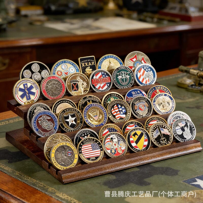 Wooden Commemorative Coin Display Stand Challenger Coin Storage Box Commemorative Coin Storage Box Wooden Coin Storage Box