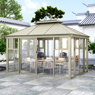 Cross-Border Aluminum Alloy Pavilion Outdoor Pavilion Villa Outdoor Courtyard Design Awning Sun Room Four-Corner Tent