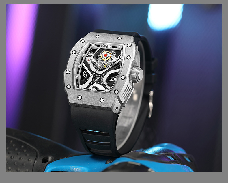 Herren Quarzuhr Im Motorrad-stil Mit Silikonarmband Und Leuchteffekt_voghion.com