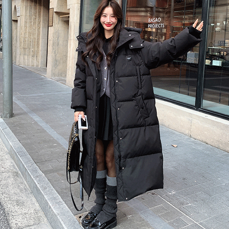 Windproof Long Down Cotton-padded Jacket Women's Winter New Men's and Women's Couples Cotton-padded Jacket Students Knee-Thickened Cotton-padded Jacket Trendy