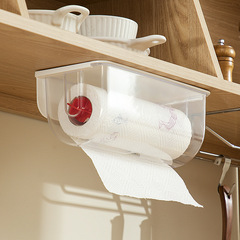 Lazy rag storage box cabinet punch-free kitchen paper towel holder plastic wall hanging transparent storage box