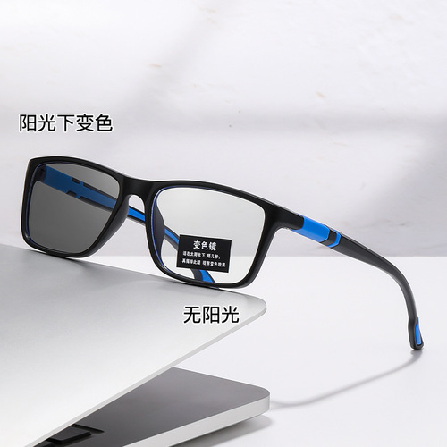 Ultra-light day and night dual-use myopia glasses, light-sensitive, colour-changing, anti-blue-light mirror, cross-border European and American riding, high-level myopia glasses