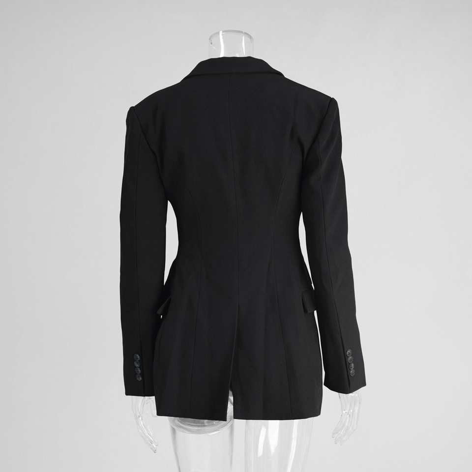 Áo vest nữ cổ chữ V dáng ôm eo tôn dáng, tay dài, phong cách công sở — Màu trắng, Màu đen, Màu đỏ rượu, màu nâu nhạt chi tiết 9