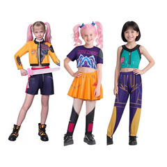 跨境 欧美新款女孩恶魔猎人 流行歌手万圣节服装装扮舞台套装服装