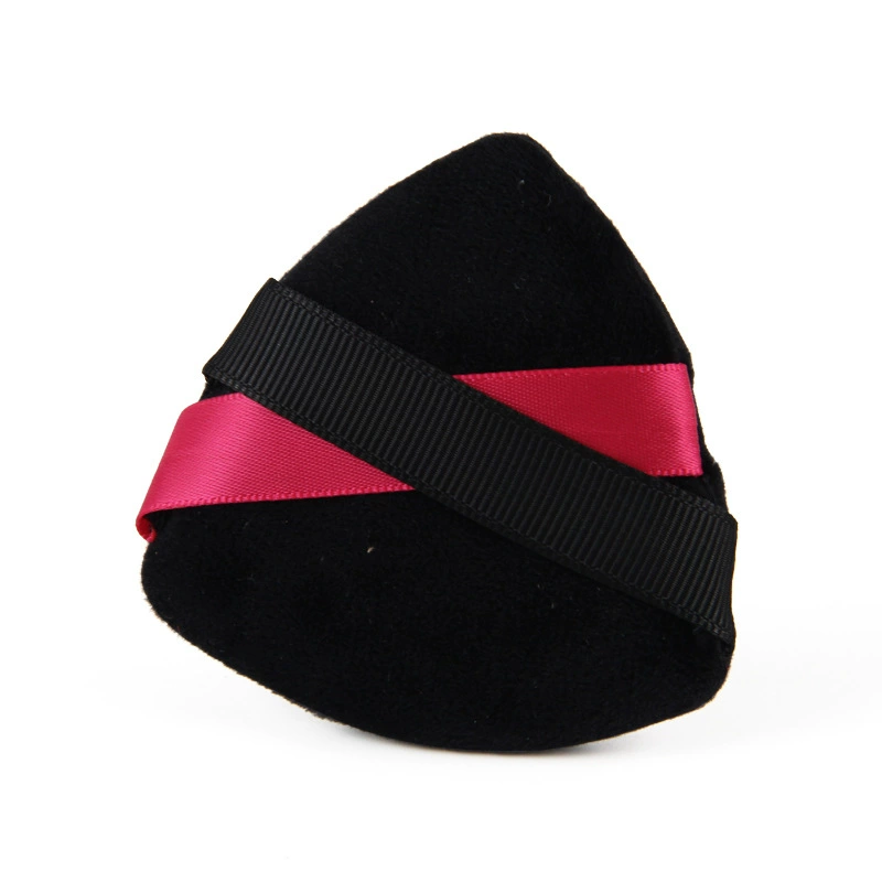 Triangular Powder Puff Sponge, Ribbon Grip, Soft Velvet, Multi-Color (2–Box/OPP Options)