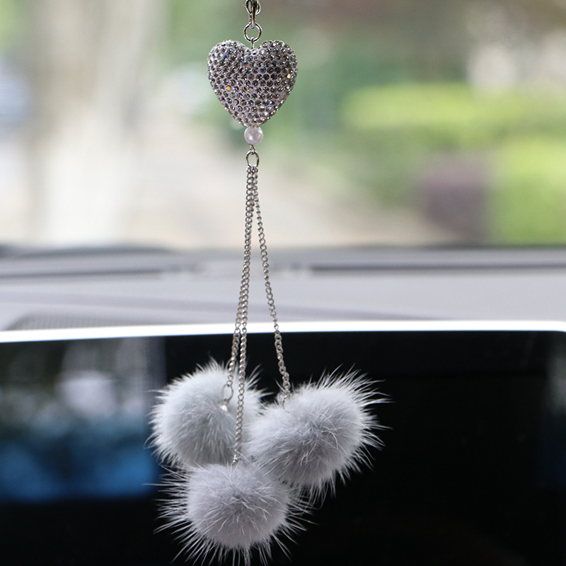 Internet Celebrity Goddess Car Pendant Interior Rearview Mirror Personality DIY Girl Creative Diamond Love Hair Ball Pendant